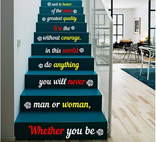 Image of CVANU Letters Wall Decor Stickers Stair Decals Quotes Stairway Decals Quote Steps Vinyl Stickers Lettering Family Staircase Decal Multicolor (Stairs-pg 40)