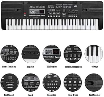 Amazon.co.jp: 電子キーボード 電子ピアノ 61鍵盤 マイク付き