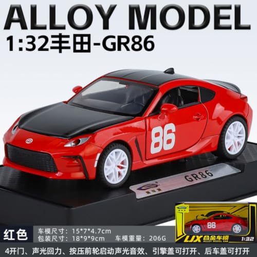 Image of Toyota GR86 Die Cast Metal Toy Car 1:32 Scale with Light & Sound, Pull Back Action, Openable Doors, Hood & Trunk, Collectible Sports Car Model for Kids & Adults