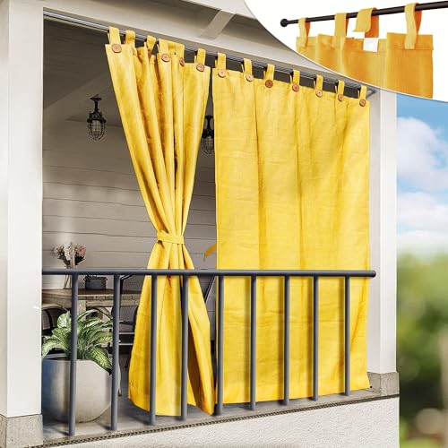 Image of HIPPO High Density Polyethylene 150 GSM Outdoor Loop Curtains Sun Blocking, UV Protection, Light-Filtering Balcony Curtain (Yellow, 3FTX9FT, 1PC)