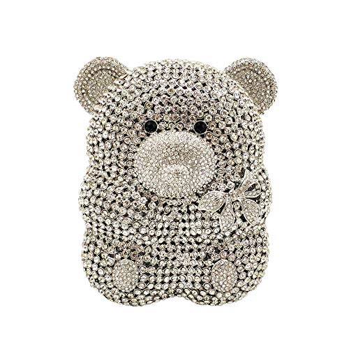 Image of Boutique De FGG Bear Evening Bags and clutches for Women Formal Crystal Clutch Purse Party Animal Rhinestone Handbags,Mini