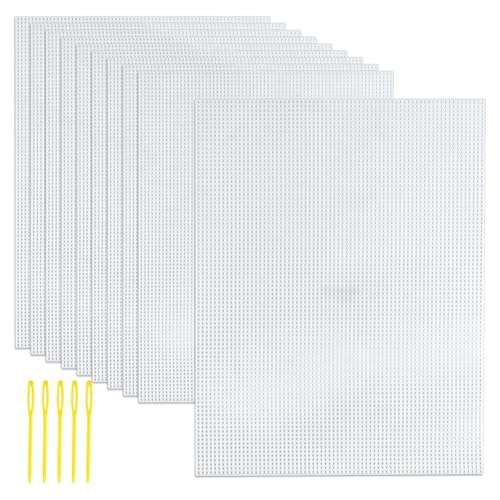 Lanonvy Hojas de Lona de Plástico de 7 Unidades, de Plástico de 10,2 X 13,2 Pulgadas, de Ojos para Bordado, Manualidades con Hilo Acrílico, Tejido, 10 Piezas