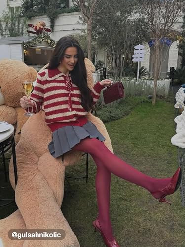 CIDER Striped Sweaters for Women Collar Knit Long Sleeve Knotted Loose Fit Pullover Winter Sweater Fall Tops2