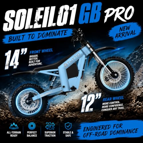 Image of Tuttio Soleil01 Electric Dirt Bike, 40MPH E Dirt Bike for Adults Teens | 40-45MPH, 48V 21AH Battery 45Miles, 14 inch /12 inch Fat Tire , Full Hydraulic Brakes and Suspensions Mountain Off-Road E Dirt Bike