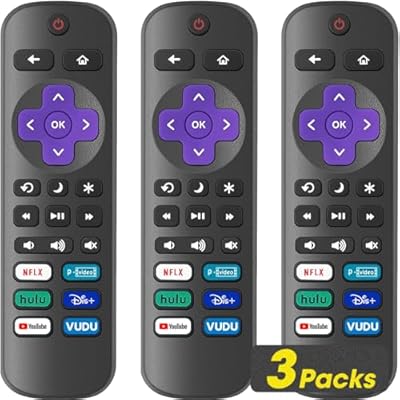 3 Pack Replacement Remote Control Only for Roku TV, Compatible with All TCLRoku/HisenseRoku/OnnRoku/SharpRoku/PhilipsRoku (Not for Roku Stick, Box or Speaker)