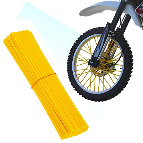KEWEIT スポークカバー 72本セット スポーク バイク/自転車/オートバイ用 スポークスキン スポークラップ スポークガード ホイール用 イエロー