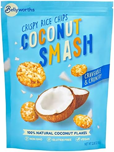 Thai Crispy Rice Chips - Coconut Smash Rice Chips & Crisps - Vegan Gluten Free Snacks Chips - Healthy Snack Mini Rice Crackers (Pack of 4)