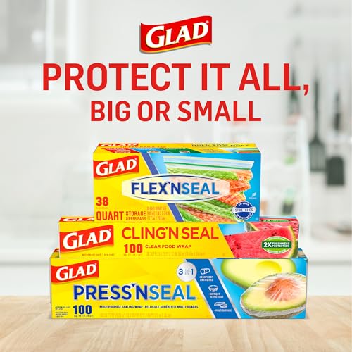 Image of Glad Cling N Seal Plastic Wrap for Food, Airtight Seal, 300 Square Foot Roll (Pack of 12)