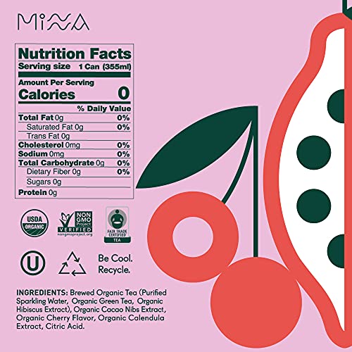 Minna Organic Sparkling Iced Tea - Cherry Cacao Green Tea: No Sugar, Zero Calorie, Lightly Brewed, Refreshing, Non-Gmo, Fair Trade, 12 Fl Oz Cans [12-Pack]… #TOP5