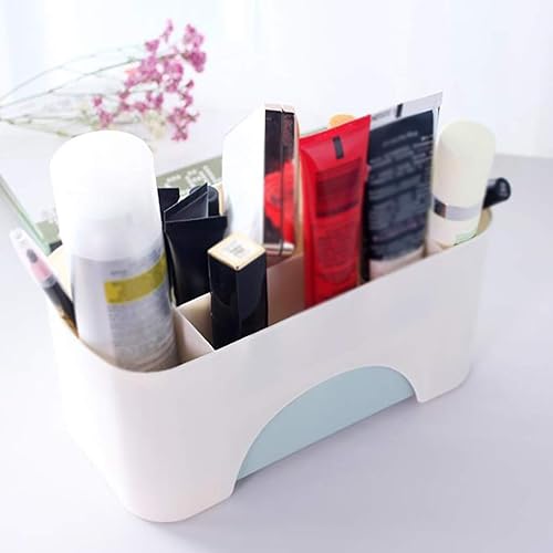 Miniatura 6 de Escritorio de maquillaje, caja de almacenamiento de cosméticos con divisores, organizador de mostrador de baño para pinceles, sombra de ojos, lápiz