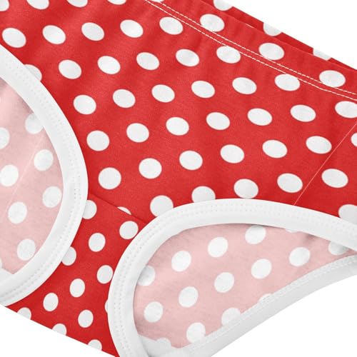 Wusikd Polka Dot Girls' Underwear Cotton Red Girls Briefs Soft Toddler Underwear 5T4