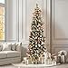 YITAHOME 6FT Pre-Decorated Pencil Christmas Tree w/Remote, Partially Flocked & Frosted Slim Prelit Artificial Hinged Xmas Tree w/ 618 Tips, 50 Pine Cones, 250 Warmwhite & Multi-Color Lights, 11 Modes