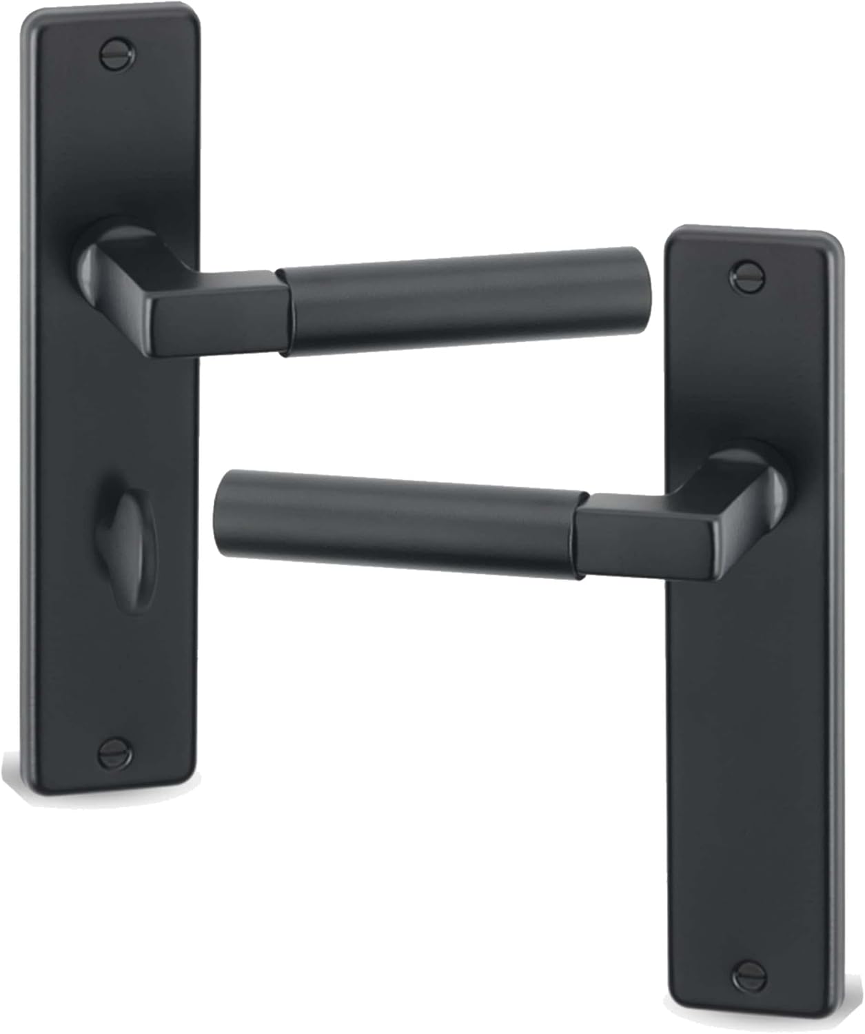 URFIC Lever Bathroom Lock on Plate Door Handle. Black Colour Nickel