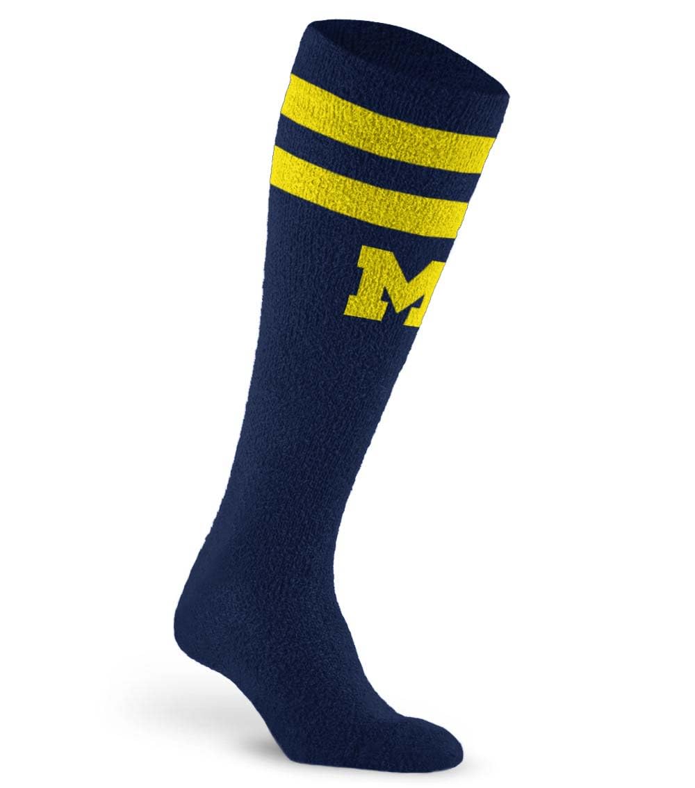 For Bare Feet NCAA MICHIGAN WOLVERINES Cozy Feather Compression Varsity Stripe Team Color Small/Medium