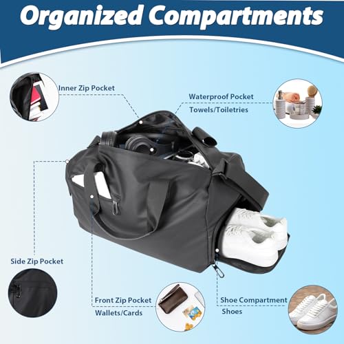 Romon Travel Duffel Bag, Large Foldable Gym Sports Bag with Compartment for Scarpecon Large Waterproof Sports Bag - Image 3