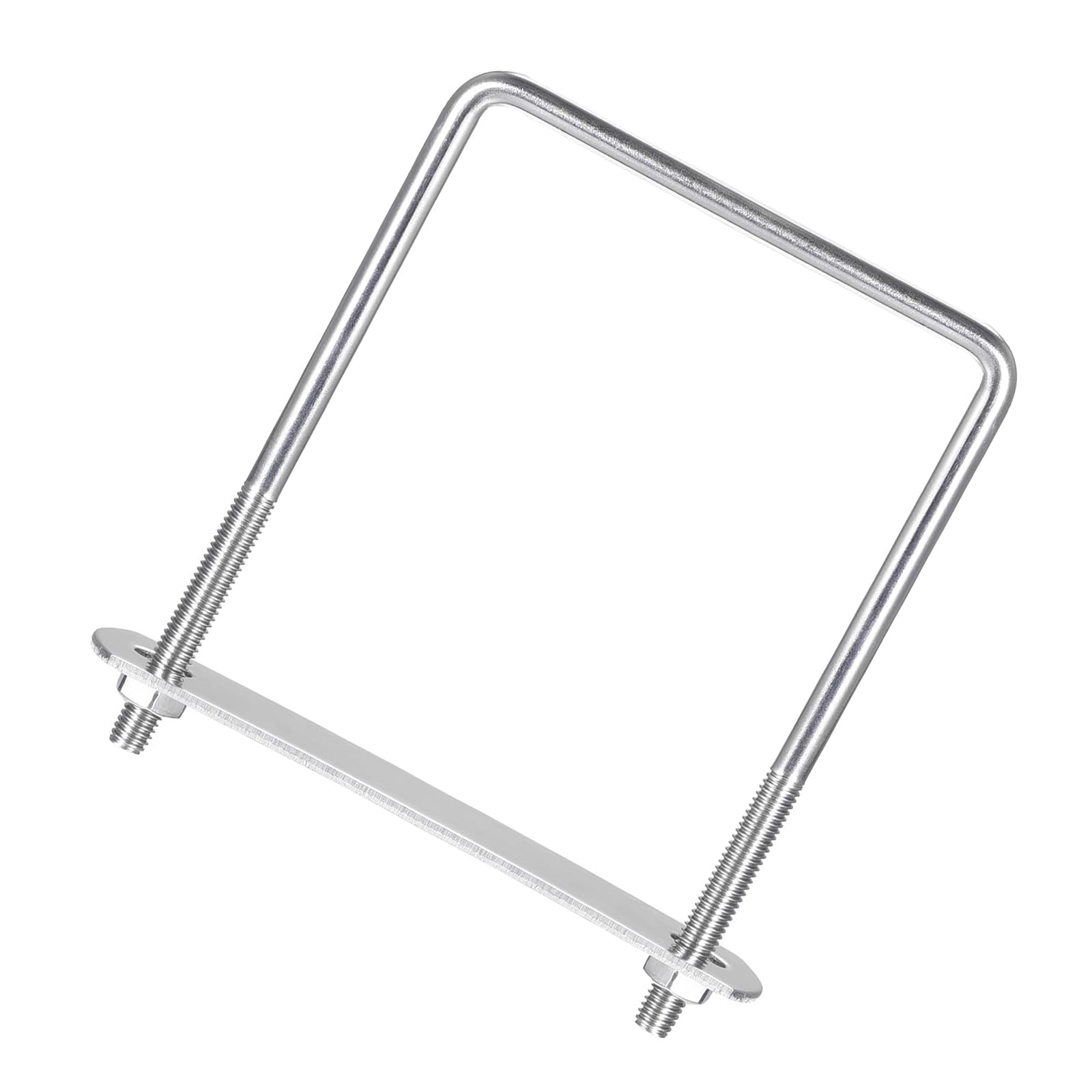 Unifizz Square U-Bolt,1 Set 304 Stainless Steel M6 U Bolts 80mm(3.23") Inner Width 110mm Length with Nuts and Frame Plate for Automobiles Boat Trailer — image 1