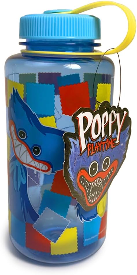 Poppy Playtime - Huggy Wuggy Water Bottle (32oz Bottle w/Attached Lid)