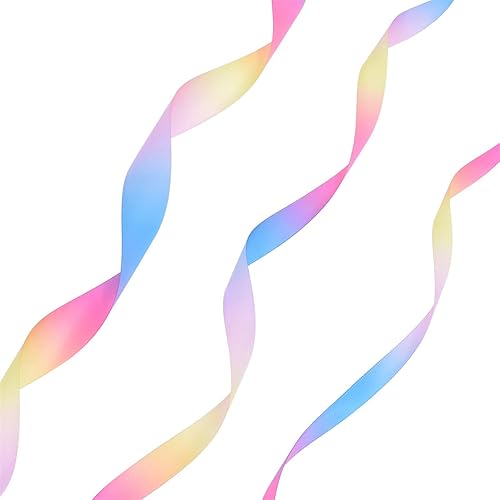 Miniatura 5 de 3 rollos de cinta de tela multicolor de arcoíris degradado, 3 cintas de manchas de diferentes anchos para envolver regalos (38 pulgadas, 1932