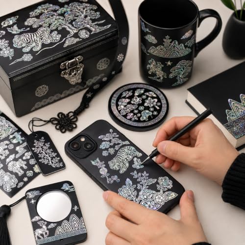 Korean Mother of Pearl Sticker Set - 4 Sheets Holographic Aesthetic Korean Stickers, Cute Small Decorative Sticker Sheets with Traditional Asian Designs for Journals, Scrapbooks, Planners, DIY Crafts - Image 7