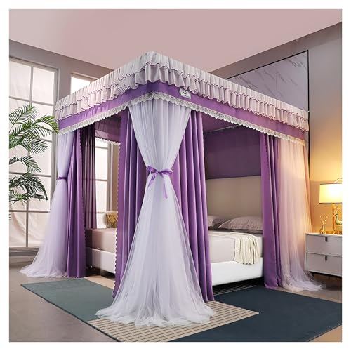 Rideaux de lit super king size haut de gamme avec cadre et voilage fluide