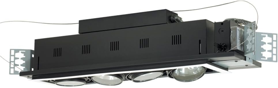 Jesco Lighting MGA175-4ESB إضاءة اتجاهية مودولين للبناء الجديد ، مزدوج Gimbal AR111 4 - خطي خفيف ، أسود داخلي مع تقليم فضي