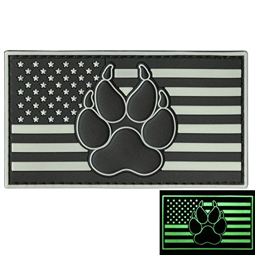 American K9 Patch Tactical PVC Badge Compatible with Velcro Dog Patches for Harness - Service Dog Patches, K9 Patches, Dog Vest Patches, Patches for Hats (Black White - Glow Dark)