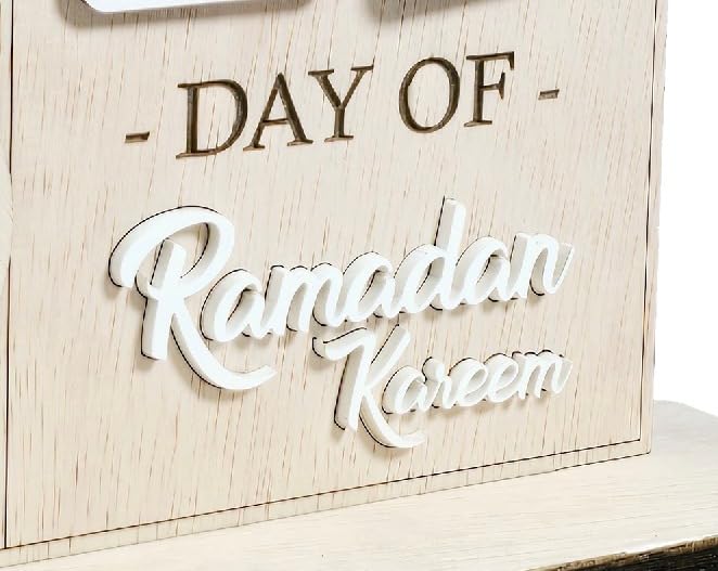 Image of SVM CRAFT Wooden Ramadan Calendar Ramadan Mubarak Decor Eid Decoration Sign Ramadan Kareem Islamic Table Decor Ramadan Gifts, Ramadan to Eid Countdown Calender