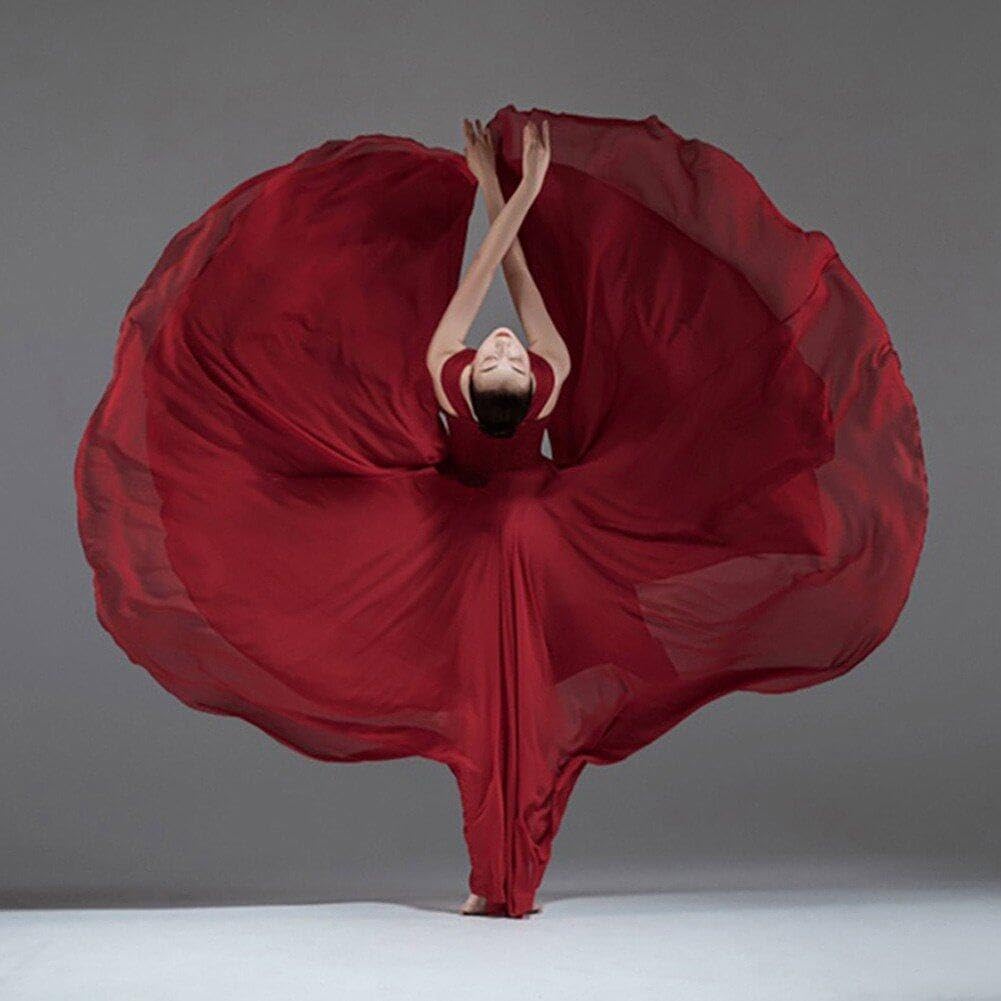 Sanfly Gonna Lunga in Garza a Strati 720 Gradi Gonna Lunga in Raso Elegante per Danza del Ventre Flamenca Costume Spagnolo