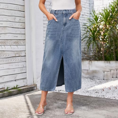 Juniors Skirt for Women Denim Maxi Long Western Slit Plain Skorts 20252