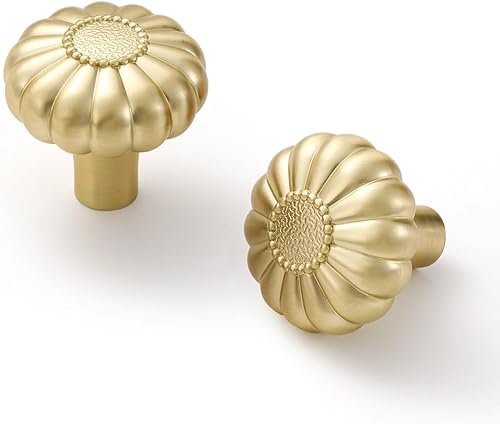 JIASENBAO Pomos dorados cepillados tiradores de latón para cajones de cocina cuarto de baño aparador manijas de aleación de zinc paquete de 2