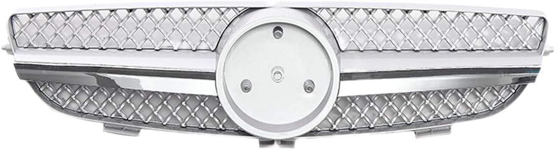 Front Grille Compatible with CLK Class W209 AMG 2003-2009, Black and Silvery Front Upper Bumper Grille Cover HDirect