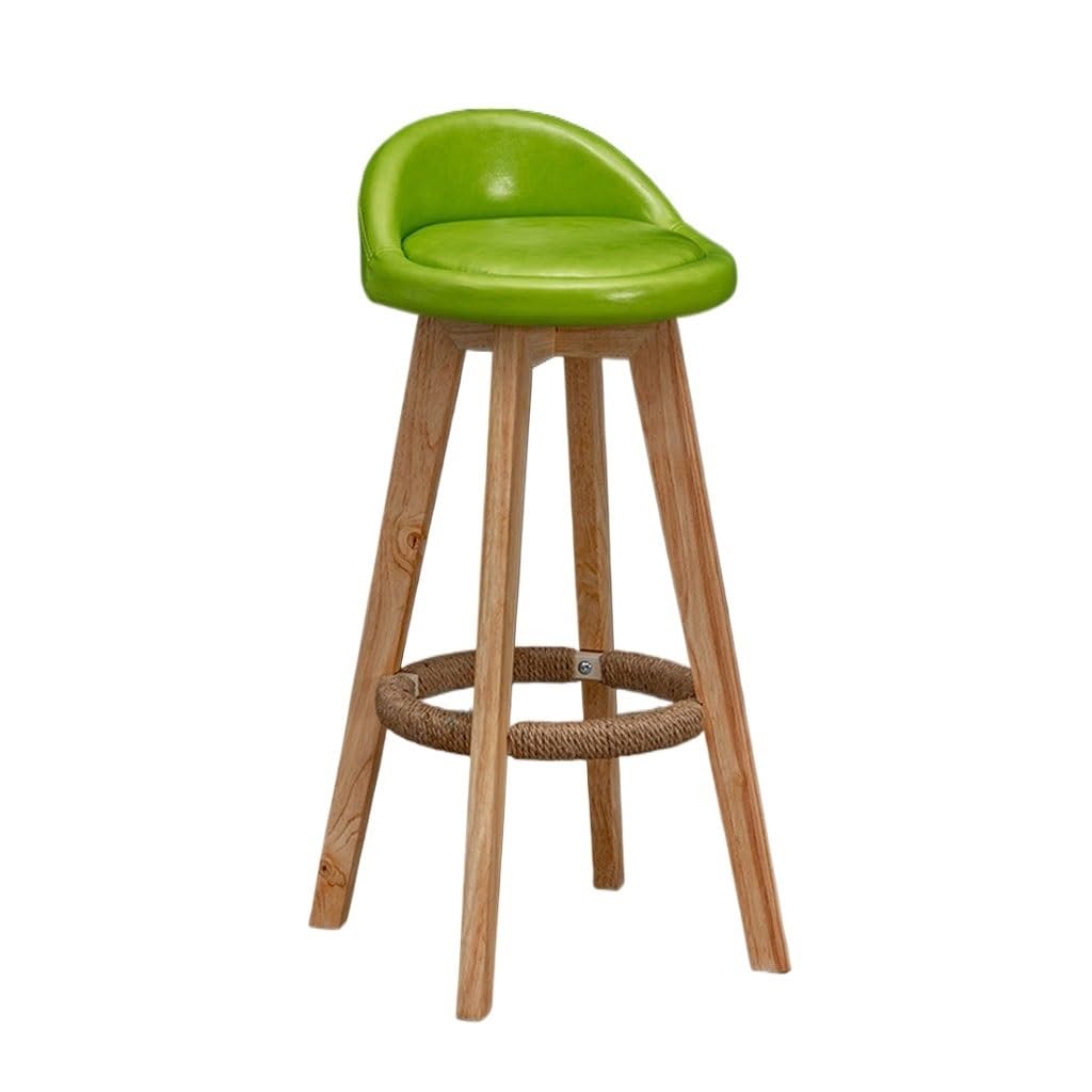 Eines Green Home Bar Furniture Leisure Bar Chair Household Solid Wood High Stool Modern Simple Bar Chair High Chair Can Be Swivel Bar Stools Counter Barstool(Green)