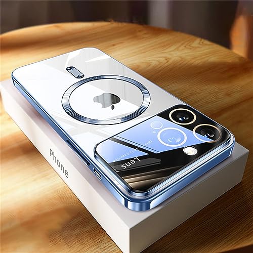 Coque de protection de lentille en verre de luxe magnétique iPhone 12 bleu