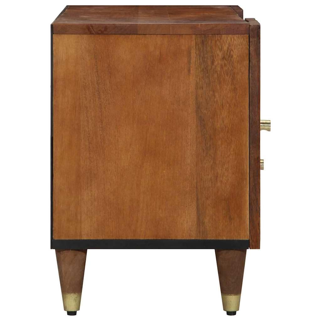 Mueble TV de madera mango macizo con puertas batientes y asas de latón