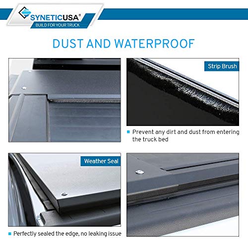Syneticusa TCR-RAM09-6.5 Retractable Hard Tonneau Cover Fits 2000-2024 Dodge Ram 1500 2500 3500 6'4 Inch Truck Bed Matte Black Aluminum Low Profile Waterproof  thumb #5