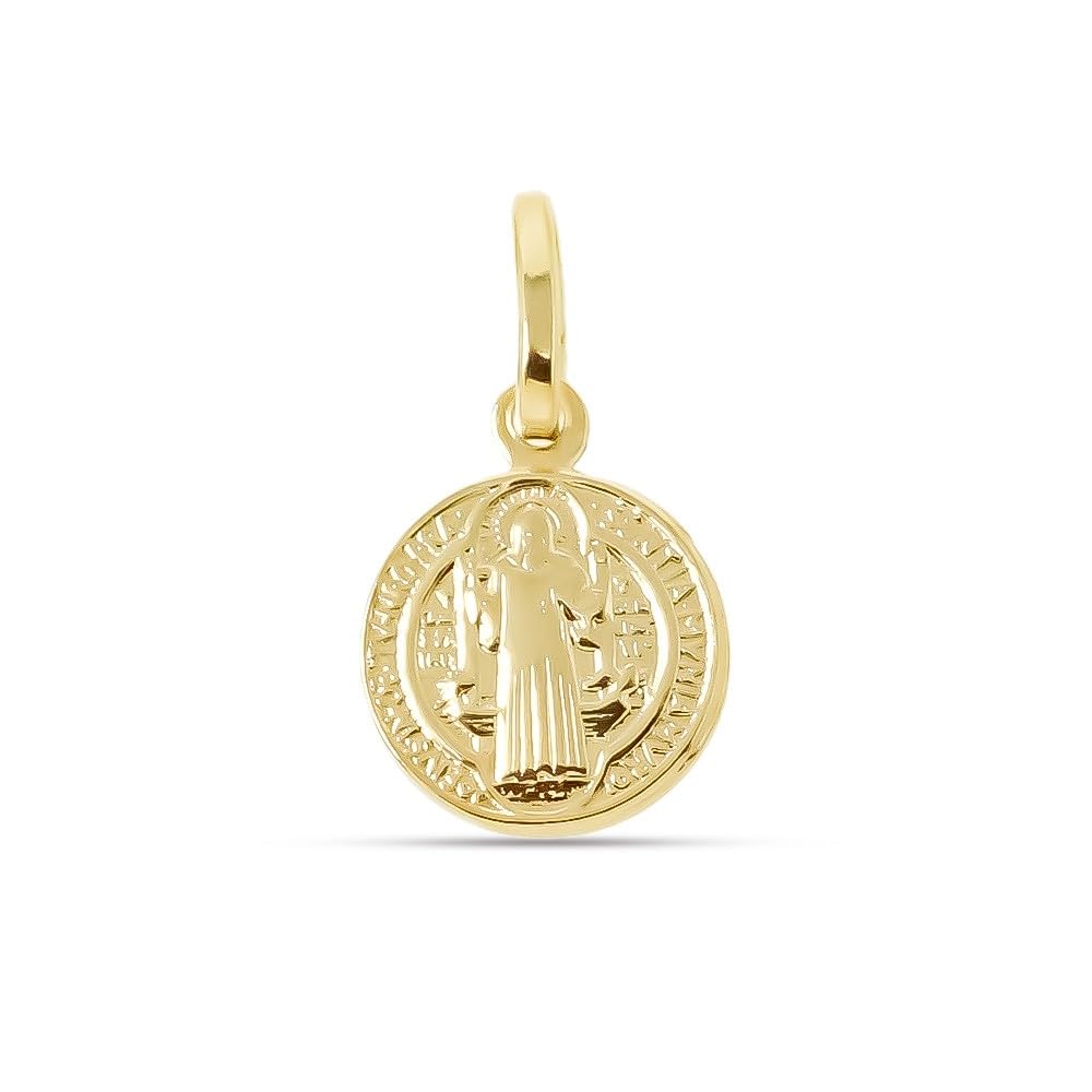 San Benito Medalla Plata Ley 925m chapada oro 10mm. doble cara