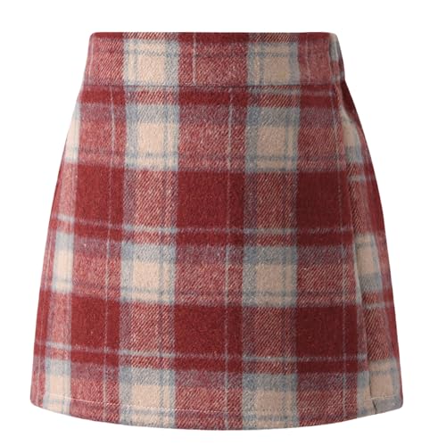 Happy Cherry Girls Elastic High Waisted A-Line Wool Mini Skirt with Liner Kid Toddler School Uniform Skort 3-14Y