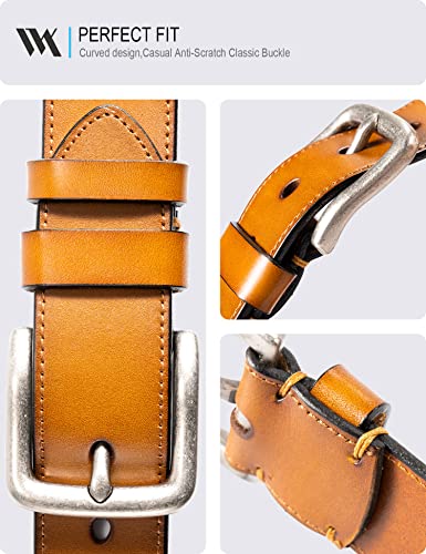Image of WOLFANT Full Grain Leather Belt for Men,1.5 inch Italian Real Solid Leather | All-Day Comfy Durable Leather Belt for Casual, Work and Daily Wear