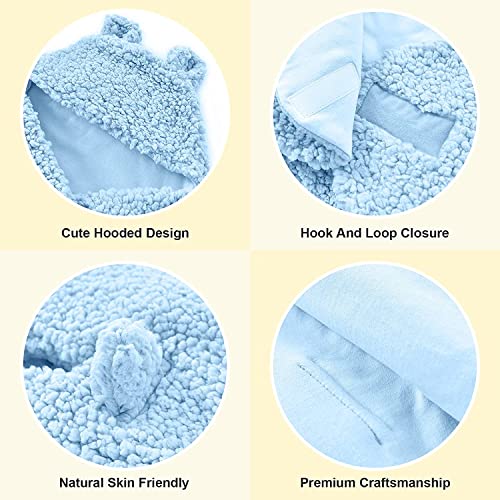 Image of BRANDONN Baby Blanket New Born Pack of Wearable Swaddle Wrapper Security Blanket for Kids for 0-6 Month Babies (SkyBlue Sherpa, 70 cm x 70 cm)