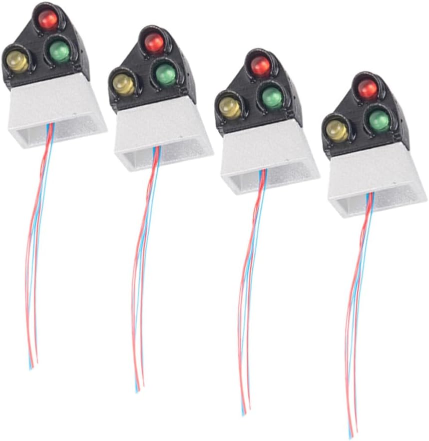 Housoutil 4pcs Mini Traffic Signal Model Realistic Train Signal Lights for Sand Table Decor for Model Railway Layouts and Scene Decoration