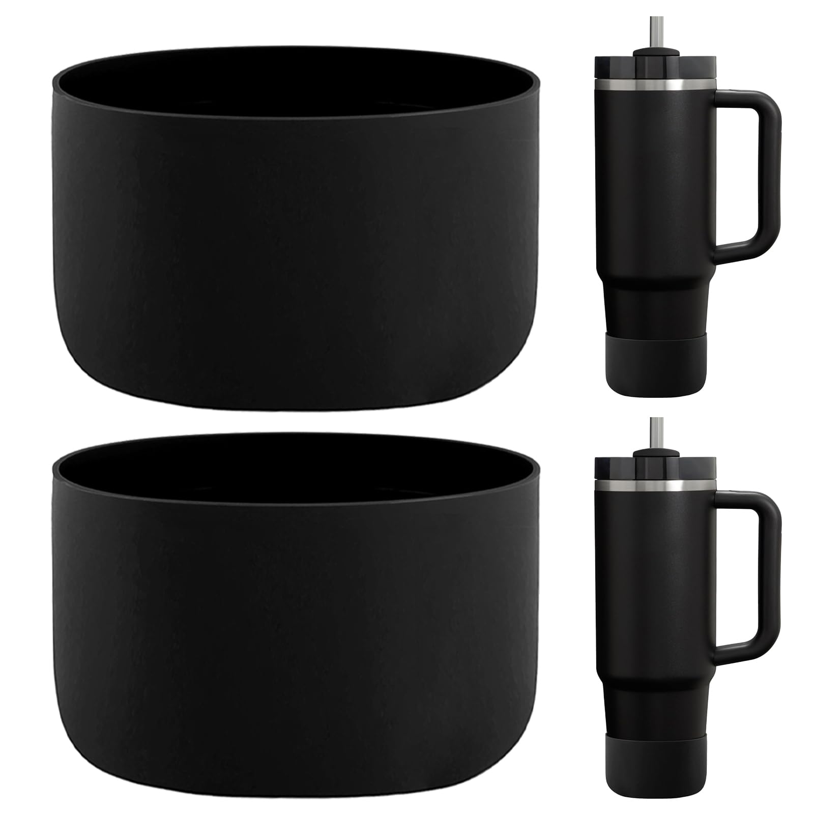 HEYSKAY 2pcs Protective Flask Silicone Boot Base for Stanley Quencher Adventure 30oz 40oz & Stanley IceFlow 20oz 30oz Tumbler, and Compatible with 12-24oz Hydro Sport Water Bottles,Yeti and More โ image 1
