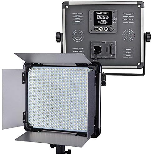 Daylight LED Video Light D-528 with U Bracket, Barndoors and Carrying Case for Studio YouTube Video Photography Lighting, Durable Metal Frame, 524 LED Beads, 5500K, CRI 96+, DMX512 Compatible