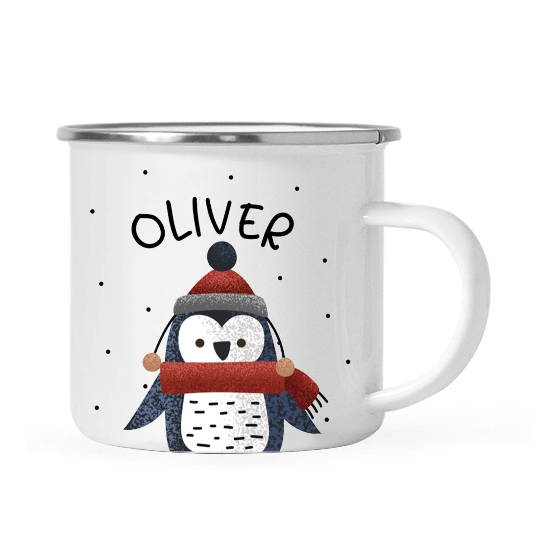 Andaz PressAndaz Press Personalized Winter Scandinavian Animals Kids 11oz. Stainless Steel Campfire Hot Chocolate Mug, Penguin Graphic, Custom Name 1-Pack, Children, Christmas Ideas