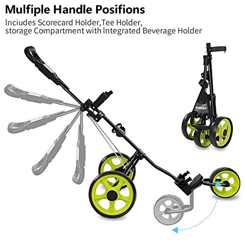 Janus Golf Push Cart, Golf cart for Golf Clubs, Golf Pull cart for Golf Bag, Golf Push carts 3 Wheel Folding, Golf Accessories for Men Women/Kids Practice and Game - Thumbnail 5