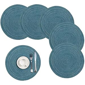 Pauwer Baumwolle 38cm/15inch Runde Platzsets Set von 6 Abwaschbar Hitzebeständig Gewebte Tischsets rutschfest…