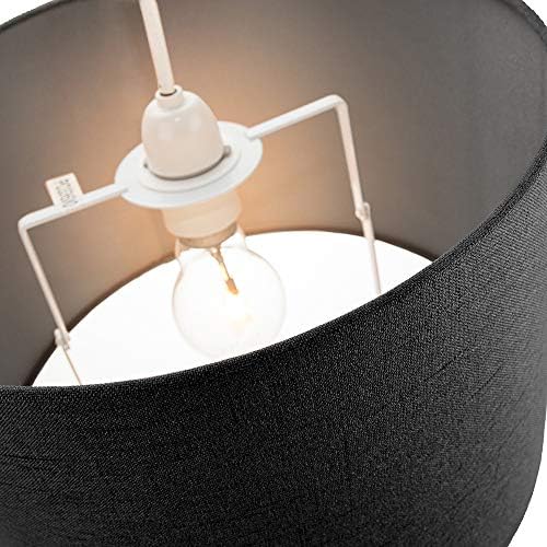 Contemporary and Sleek 12 Inch Charcoal Black Linen Fabric Drum Lamp Shade 60w Maximum | 30cm Diameter | for Table Lamp or Pendant by Happy Homewares