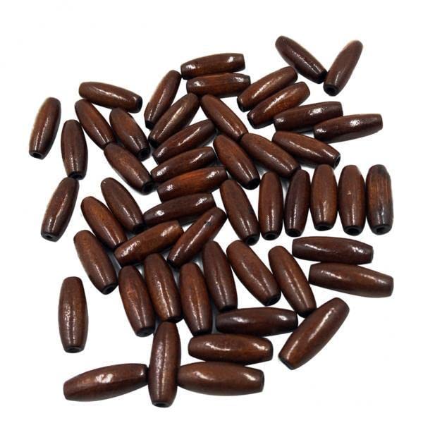 SNAPPSY 2x50pcs Wood Oval Tube Loose Spacer Charm Beads DIY Findings 8x23mm Dark Brown-image-42