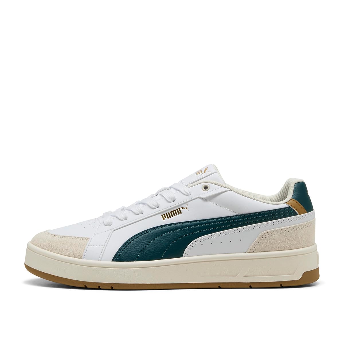 PUMA Unisex Yetişkin Court Classico Sport Spor Ayakkabı White-Green Terrain-Gold 43