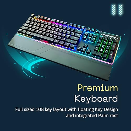 Image of Ninjadog Varna Optix - Wired Optical Mechanical Gaming Keyboard, RGB Backlit, Ultra Fast Response, Ergonomic Wrist Rest (Black) (Blue Switch)