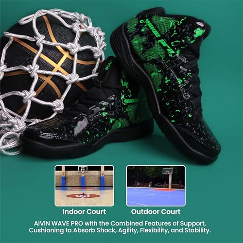 Image of Aivin Wave Pro Men's Basketball Shoes | Durable Rubber Sole | Indoor & Outdoor Court Shoes | Soft Cushion NR EVA Inner Insole I High-Performance Footwear for Basketball Enthusiast